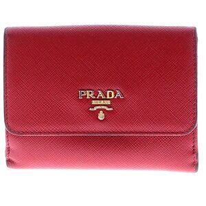 PRADA red women's leather wallet